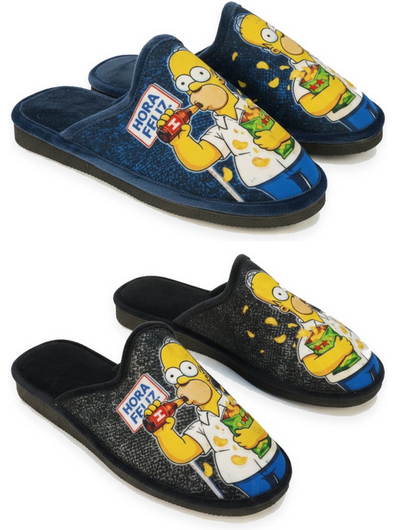 Confezione 2 paia pantofole mule uomo ozabi fantasia cartone animato Blu Nero - Kiabi