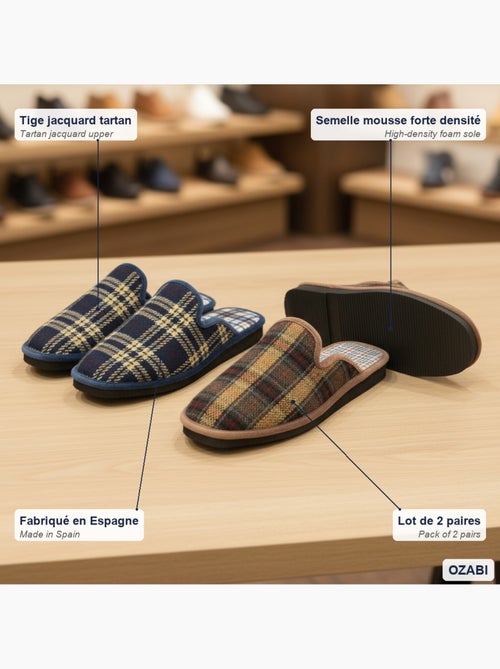 Confezione 2 paia pantofole mule uomo ozabi fatte in spagna - Kiabi Confezione 2 paia pantofole mule uomo ozabi fatte in spagna - Kiabi