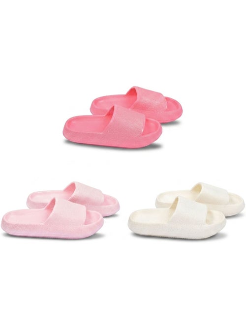 Confezione 3 Ciabattine Bambina Glitter Paillettes - Beige Rosa Fucsia - Kiabi Confezione 3 Ciabattine Bambina Glitter Paillettes - Beige Rosa Fucsia - Kiabi
