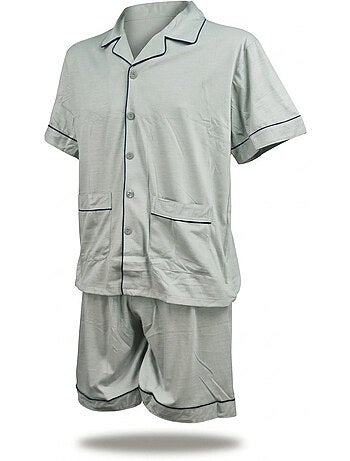 Confezione 3 Pigiami Corti Uomo Cotone Maggioritario, Collo Camicia Bottoni