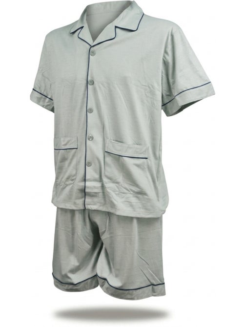 Confezione 3 Pigiami Corti Uomo Cotone Maggioritario, Collo Camicia Bottoni - Kiabi Confezione 3 Pigiami Corti Uomo Cotone Maggioritario, Collo Camicia Bottoni - Kiabi