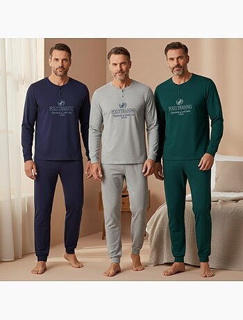 Confezione 3 pigiami uomo con pile ozabi - colori assortiti