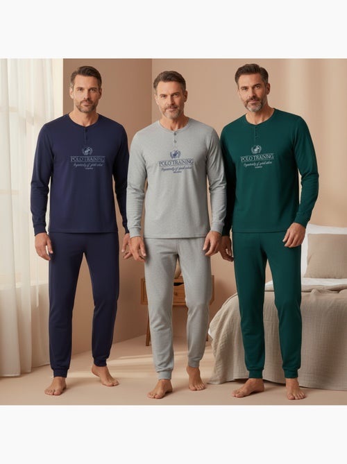 Confezione 3 pigiami uomo con pile ozabi - colori assortiti - Kiabi Confezione 3 pigiami uomo con pile ozabi - colori assortiti - Kiabi