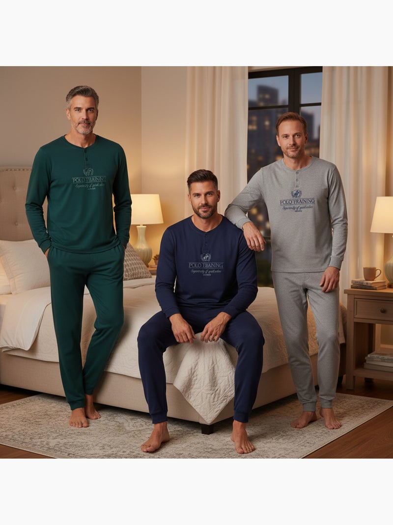 Confezione 3 pigiami uomo con pile ozabi - colori assortiti Blu grigio - Kiabi