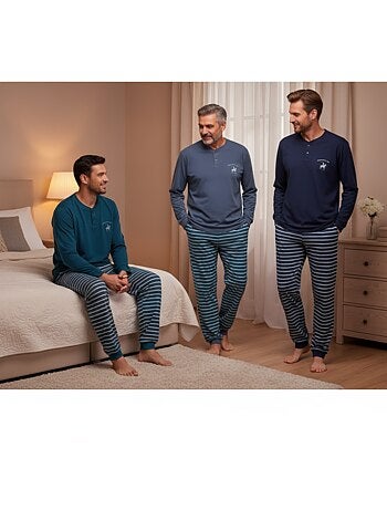 Confezione 3 pigiami uomo con pile ozabi - colori assortiti