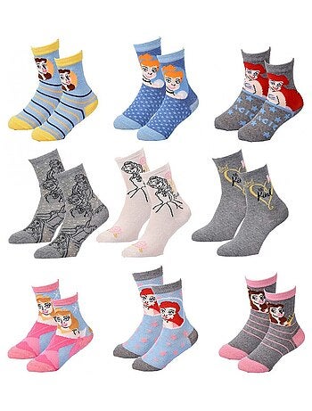 Confezione 9 Calzini Bambina PRINCIPESSE DISNEY