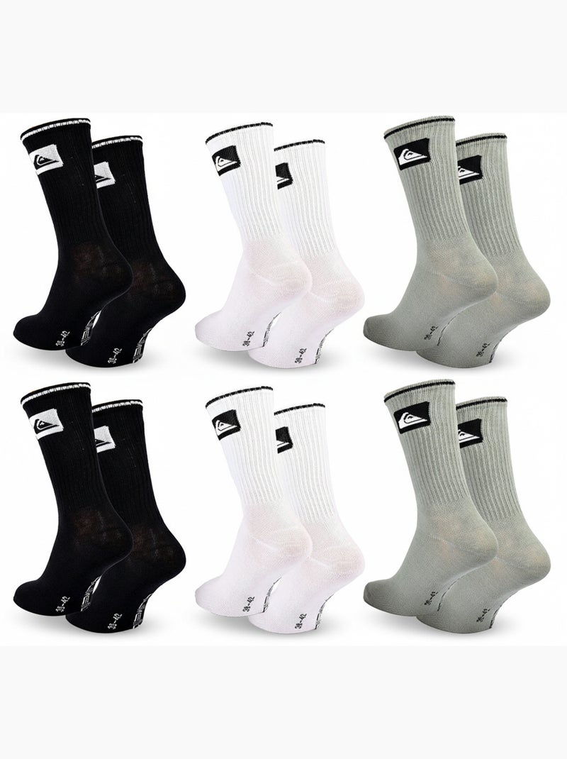 Confezione Calzini Uomo Crew Quiksilver 6 Paia Regular Lifestyle Bianco / Nero / Verde - Kiabi