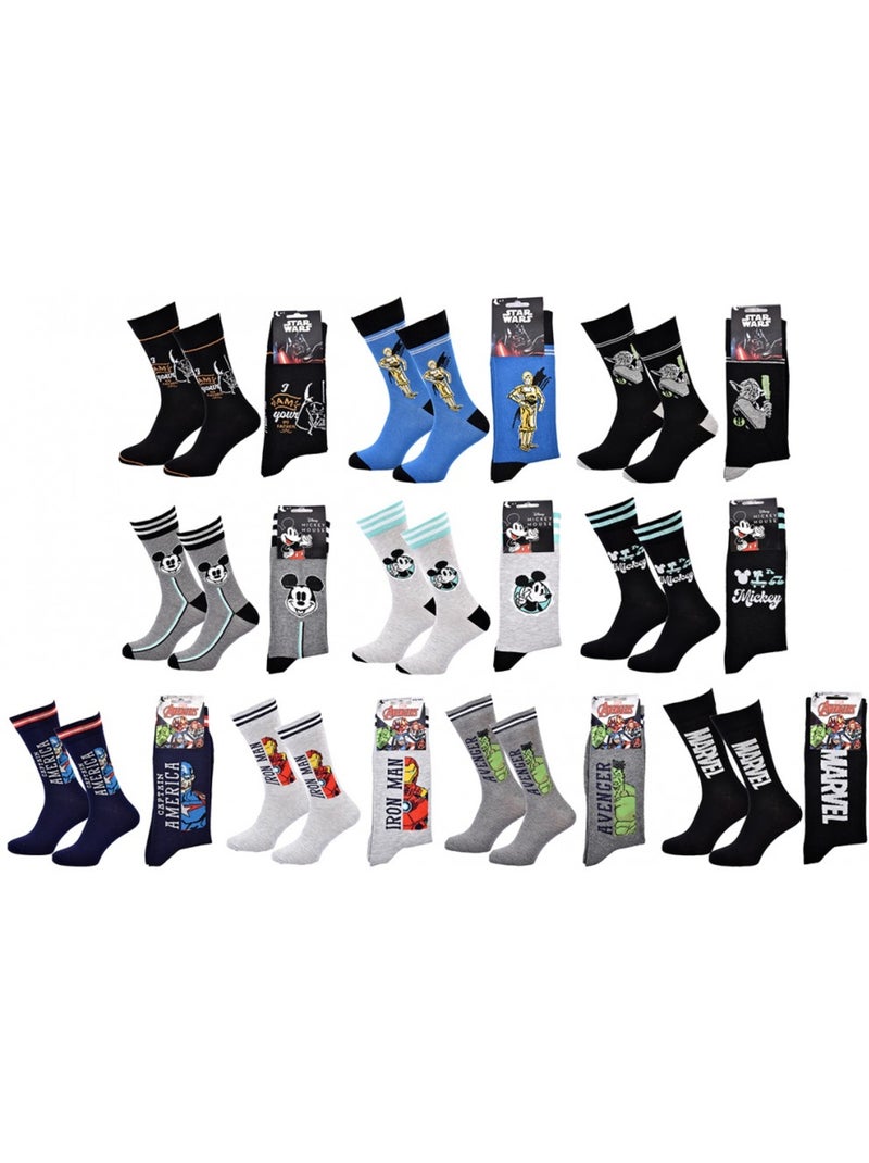 Confezione da 10 Calzini Adulto Fantasia Con Licenza - Assortimento Modelli Multicolore - Kiabi