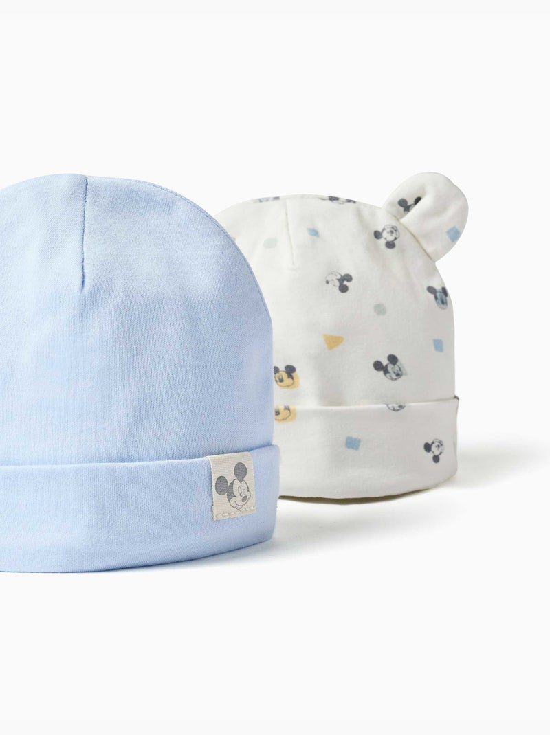 Confezione da 2 berretti in cotone con motivo Mickey Blu chiaro - Kiabi