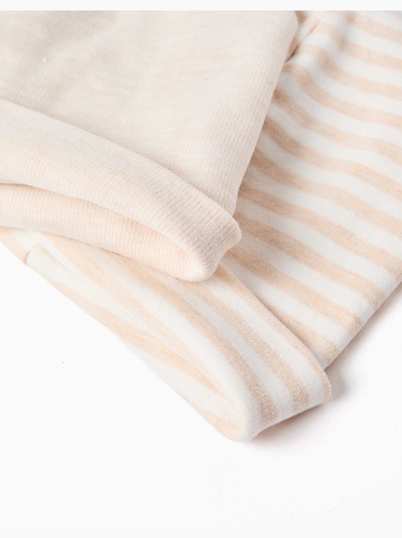 Confezione da 2 berretti lisci/a righe Beige - Kiabi