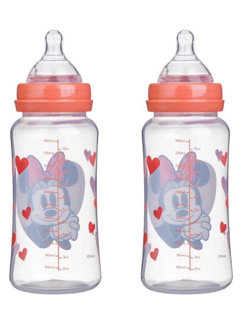 Confezione da 2 biberon Disney Baby Minnie da 360 ml flusso a 3 posizioni anti-colica Bianco Rosa Nero - Kiabi