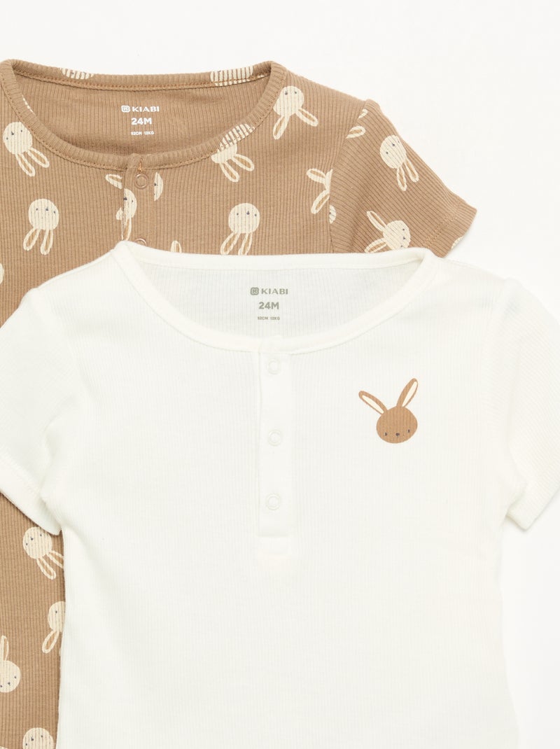 Confezione da 2 body a girocollo con automatici Beige - Kiabi