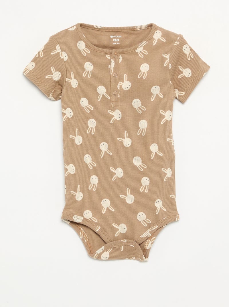 Confezione da 2 body a girocollo con automatici Beige - Kiabi