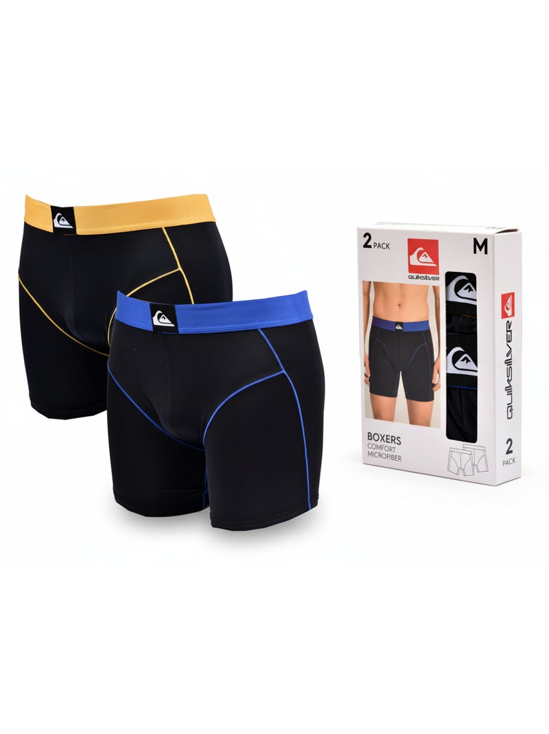 Confezione da 2 Boxer Uomo QUIKSILVER Microfibra Sport Nero Nero - Kiabi