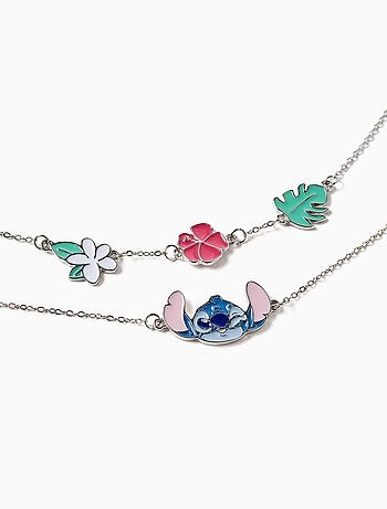 Confezione da 2 braccialetti con ciondoli stitch, argento