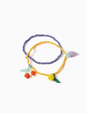 Confezione da 2 braccialetti con perline con ciondoli a forma di frutta