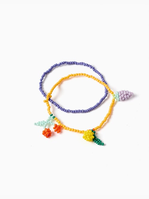 Confezione da 2 braccialetti con perline con ciondoli a forma di frutta - Kiabi