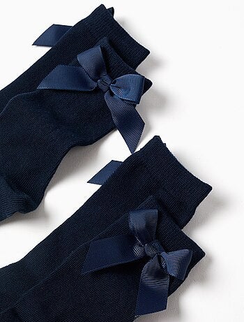 Confezione da 2 calze al ginocchio a costine con fiocco