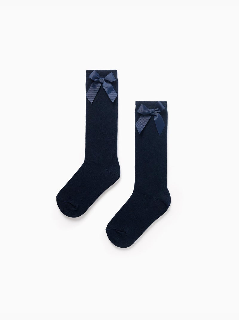 Confezione da 2 calze al ginocchio con fiocco Blu scuro - Kiabi