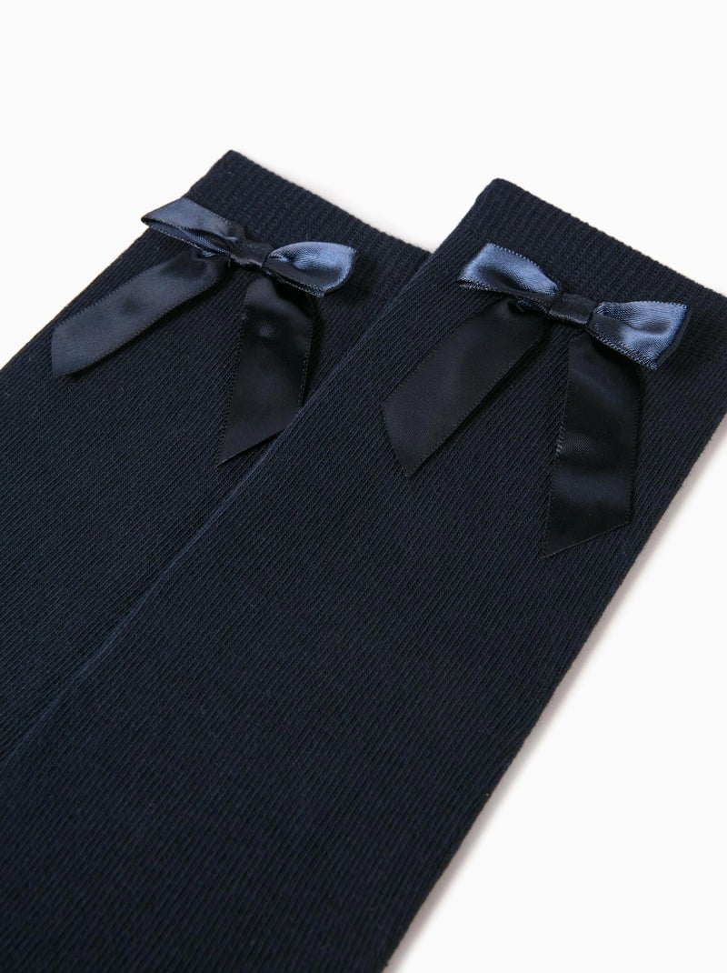 Confezione da 2 calze al ginocchio con fiocco Blu scuro - Kiabi