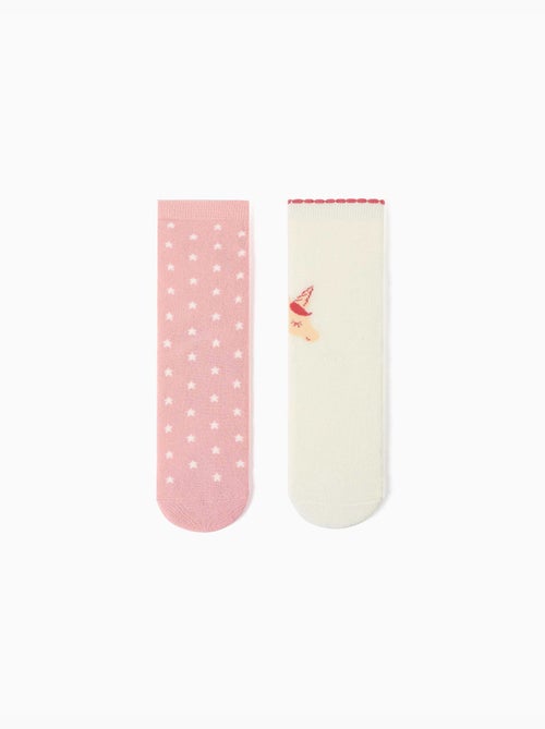 Confezione da 2 calzini antiscivolo con unicorno/stelle - Kiabi