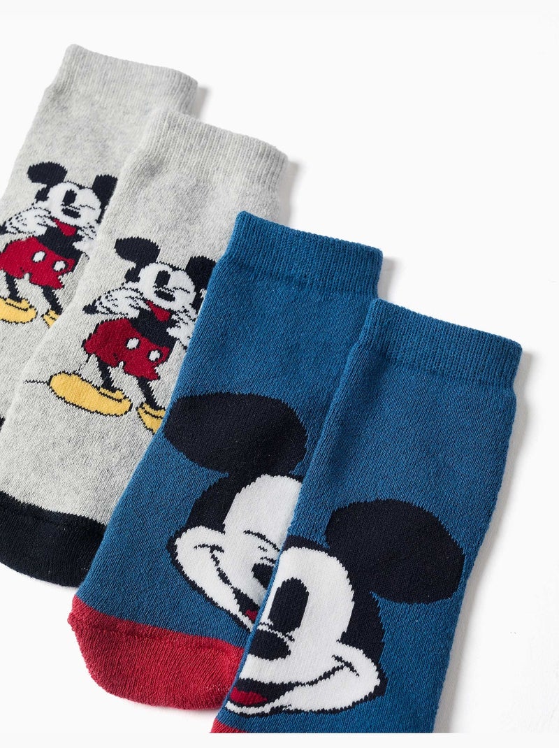 Confezione da 2 calzini antiscivolo in spugna con Mickey Multicolore - Kiabi