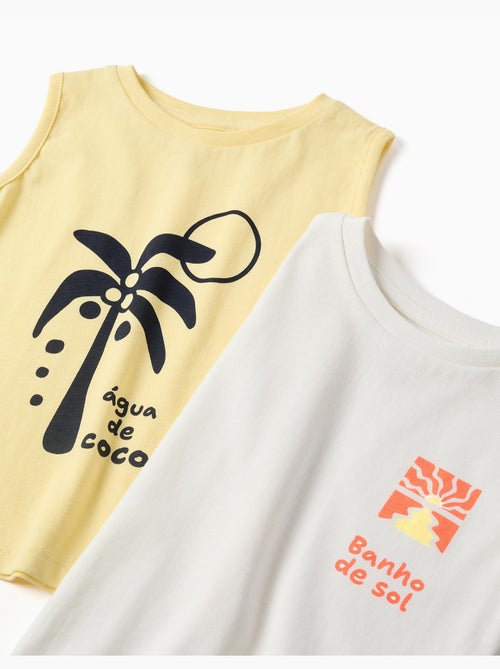Confezione da 2 canottiere in cotone con stampe da spiaggia - Kiabi