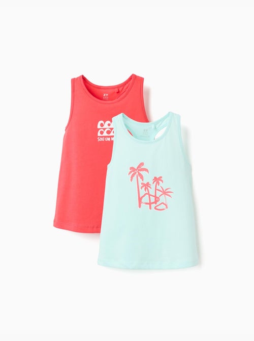 Confezione da 2 canottiere in cotone con stampe da spiaggia - Kiabi