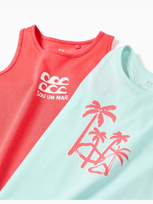 Confezione da 2 canottiere in cotone con stampe da spiaggia - Kiabi