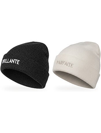 Confezione da 2 cappelli donna lurex brillante ricamo messaggio ozabi