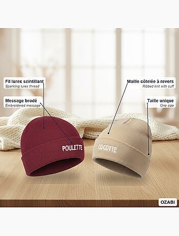 Confezione da 2 cappelli donna lurex brillante ricamo messaggio ozabi