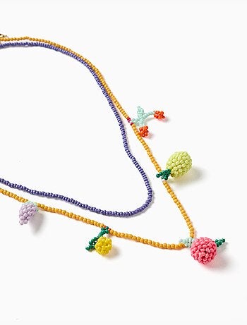 Confezione da 2 collane con perline con pendenti a forma di frutta