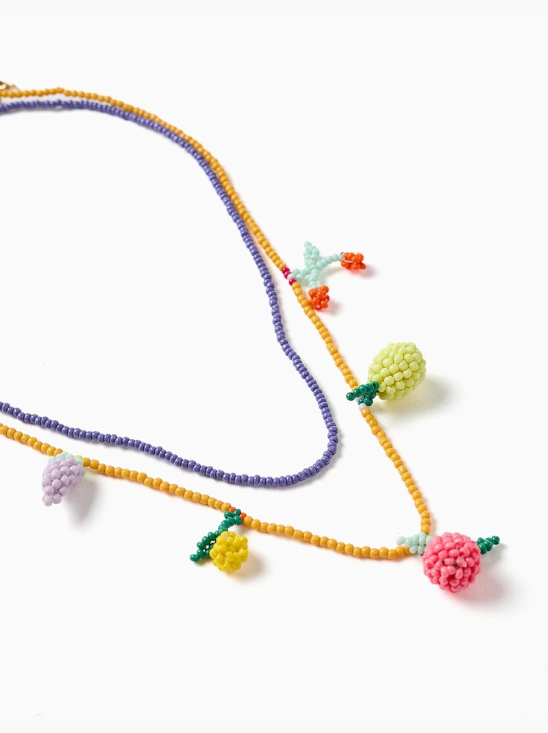 Confezione da 2 collane con perline con pendenti a forma di frutta Giallo/Viola - Kiabi