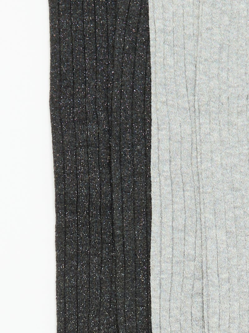 Confezione da 2 collant a costine Grigio - Kiabi