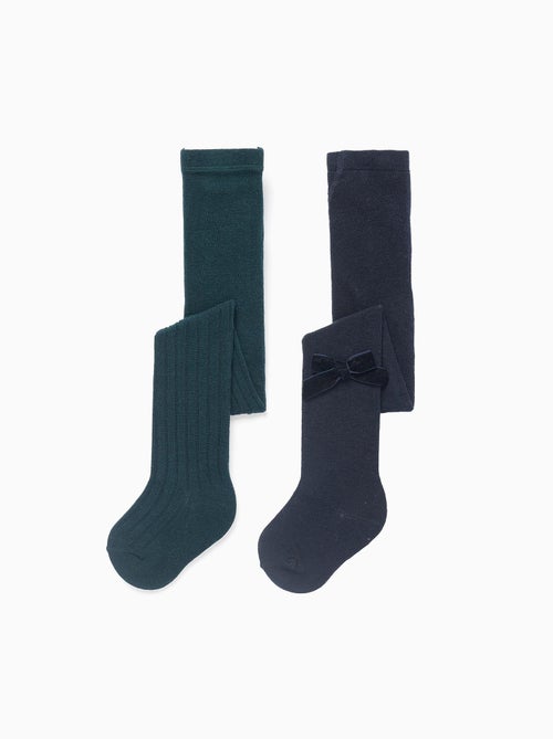 Confezione da 2 collant a costine/con fiocco - Kiabi
