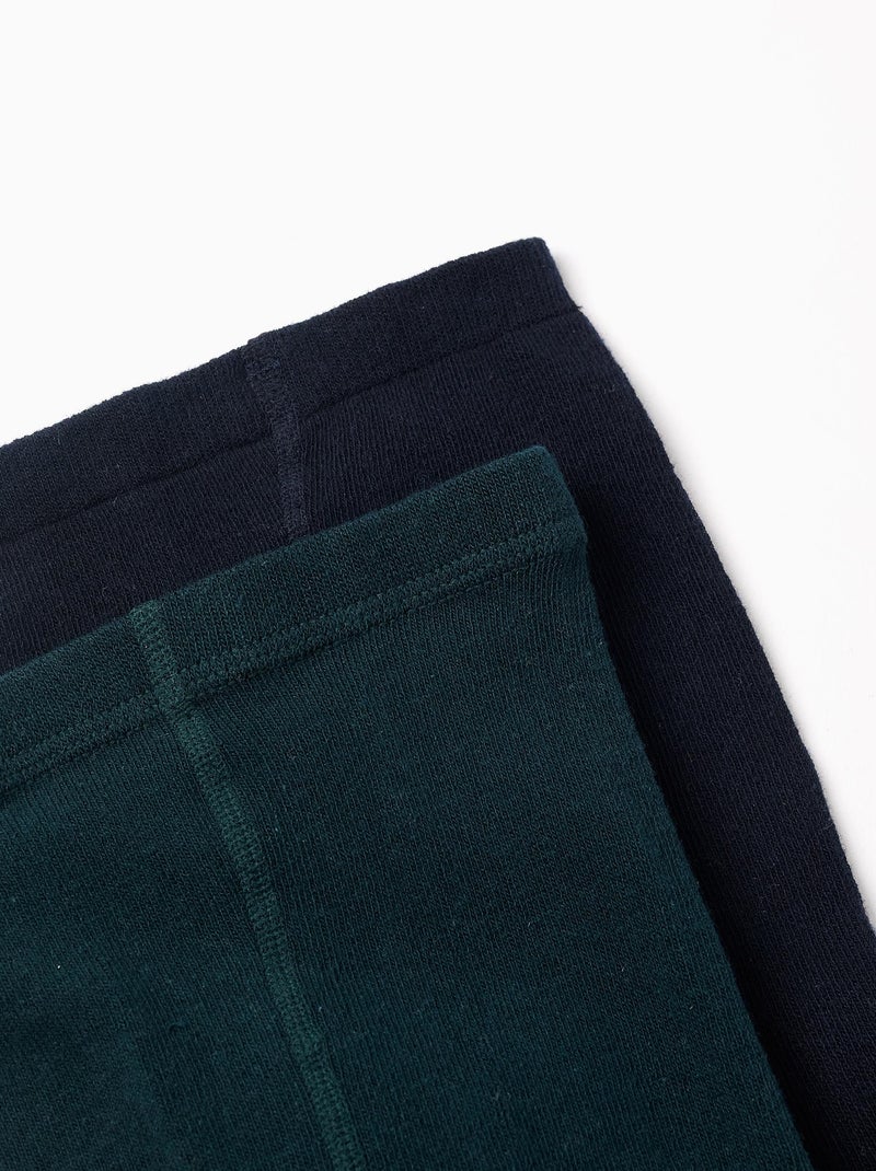 Confezione da 2 collant a costine/con fiocco Blu Verde - Kiabi