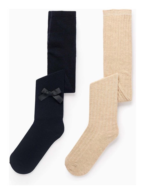 Confezione da 2 collant a costine/con fiocco - Kiabi
