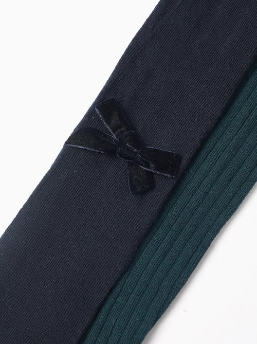 Confezione da 2 collant a costine/con fiocco - Kiabi