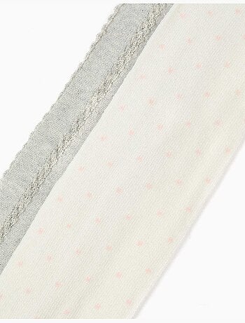 Confezione da 2 collant con pois/maglia a treccia