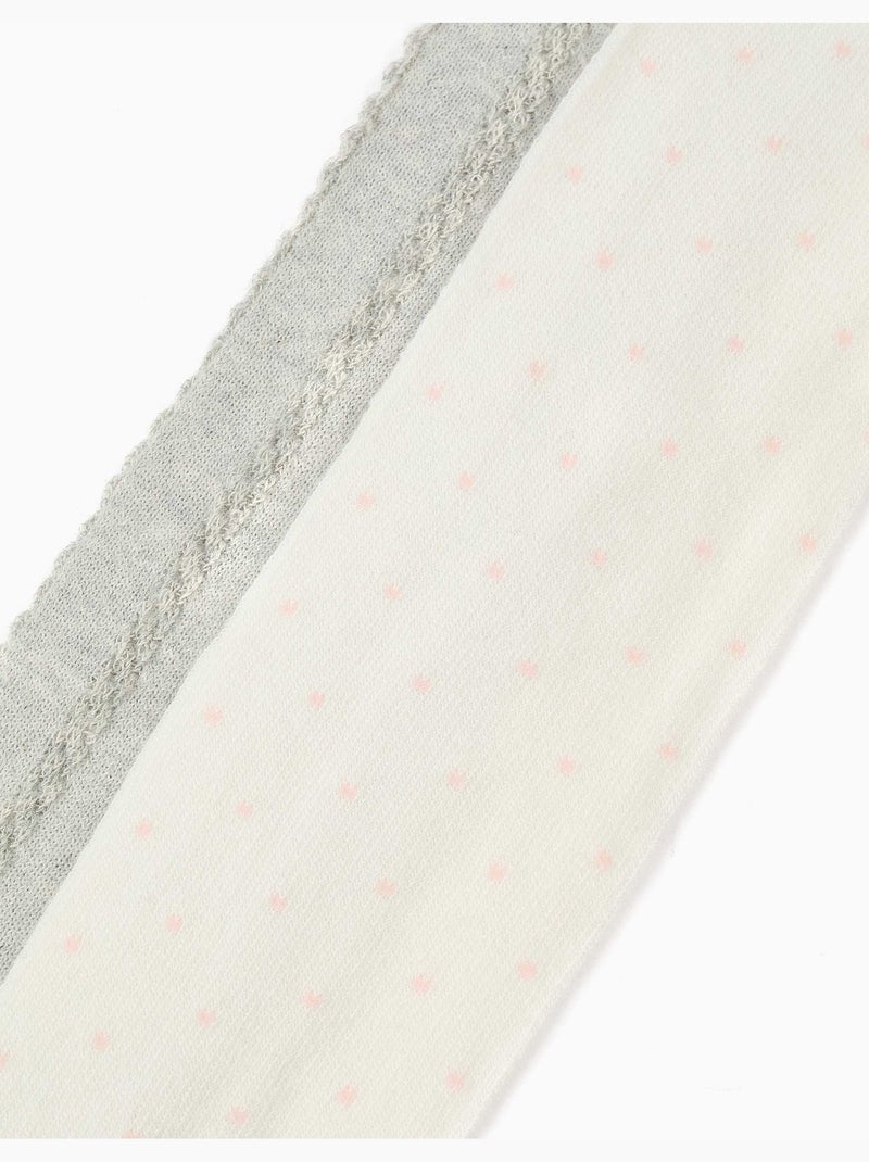 Confezione da 2 collant con pois/maglia a treccia Multicolore - Kiabi