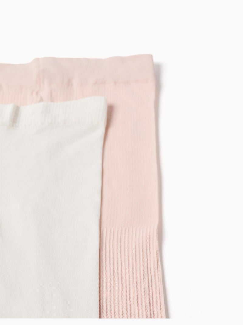 Confezione da 2 collant in microfibra Bianco Rosa - Kiabi