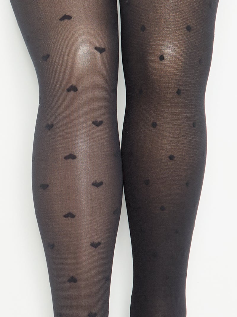 Confezione da 2 collant leggeri stampati Nero - Kiabi