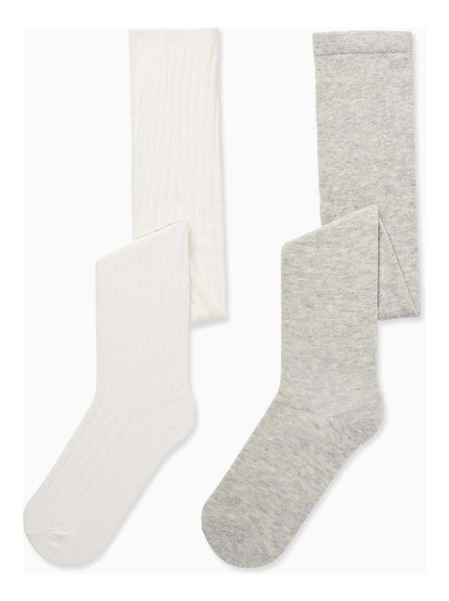 Confezione da 2 collant lisci/a costine - Kiabi