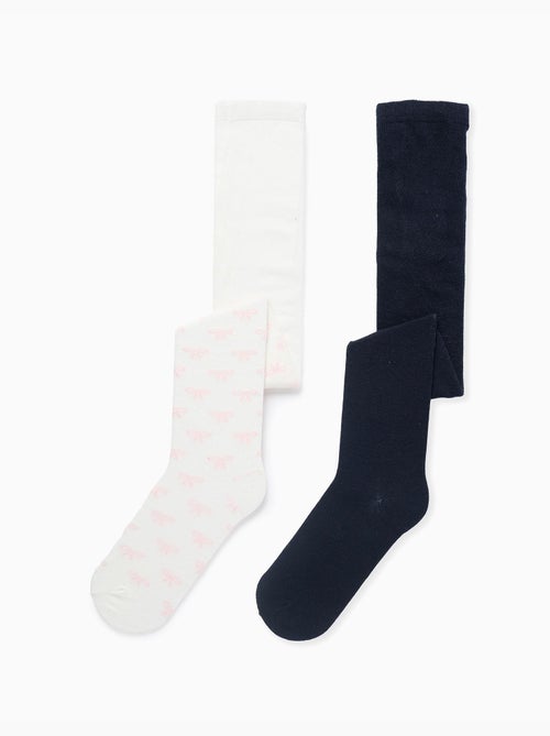 Confezione da 2 collant lisci/con motivo - Kiabi