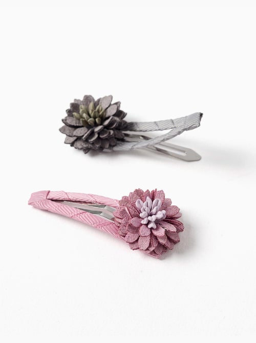 Confezione da 2 fermagli per capelli con applicazione floreale - Kiabi