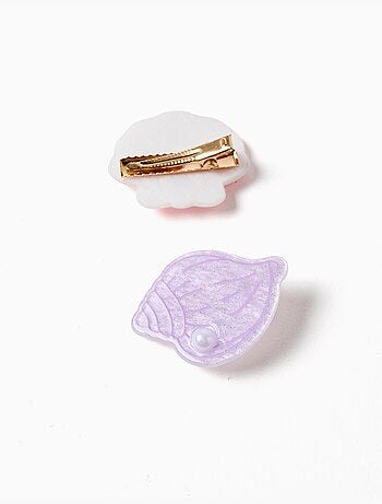 Confezione da 2 fermagli per capelli con conchiglie e perle