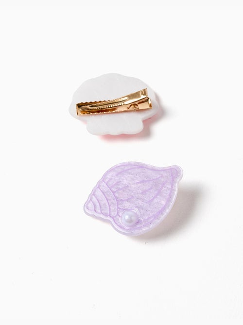 Confezione da 2 fermagli per capelli con conchiglie e perle - Kiabi