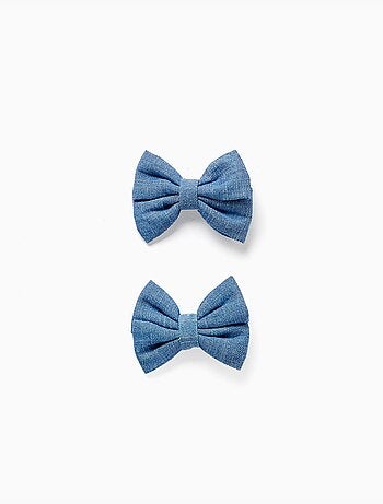 Confezione da 2 fermagli per capelli con fiocchi in denim