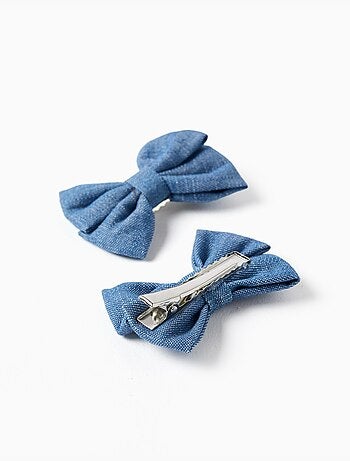 Confezione da 2 fermagli per capelli con fiocchi in denim