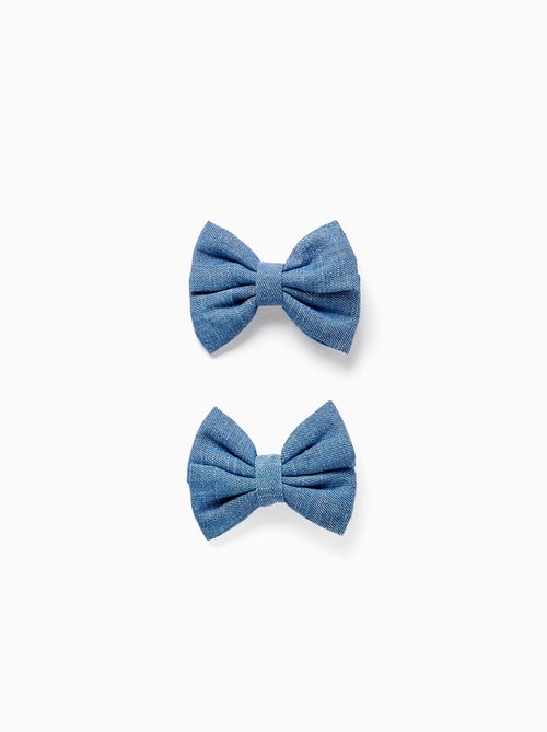 Confezione da 2 fermagli per capelli con fiocchi in denim - Kiabi